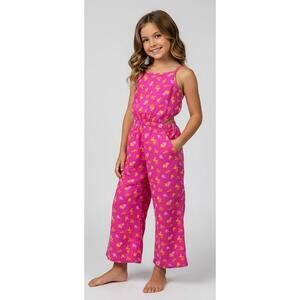 CUTE Girls Jumpsuit - Pink Floral with Small Cutouts at Waist Cat and Jack